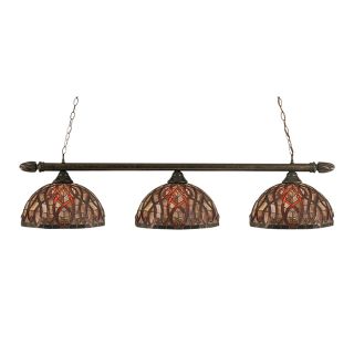 Brooster 15 in W 3 Light Bronze Kitchen Island Light with Tiffany Style Shade
