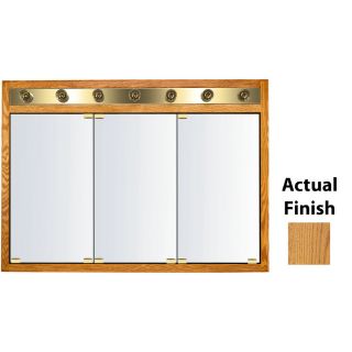 KraftMaid Classic 47 3/4 in x 33 3/4 in Honey Spice Lighted Oak Surface Mount and Recessed Medicine Cabinet