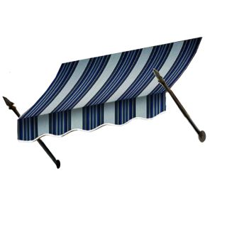 Awntech 7 ft 4 1/2 in Wide x 2 ft 8 in Projection Navy/Gray/White Striped Open Slope Window/Door Awning