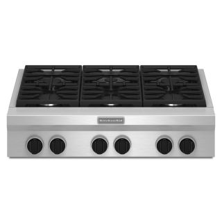KitchenAid 36 in 6 Burner Gas Cooktop (Stainless)
