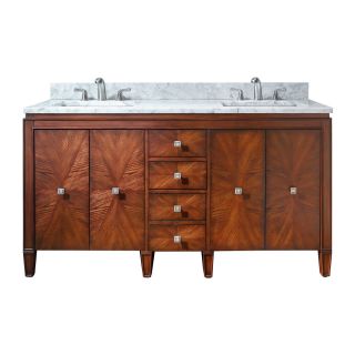 Avanity Brentwood 61 in x 22 in New Walnut Undermount Double Sink Bathroom Vanity with Natural Marble Top