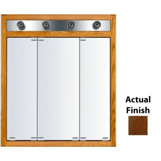 KraftMaid Traditional 29 3/4 in x 33 3/4 in Cognac Lighted Oak Surface Mount and Recessed Medicine Cabinet