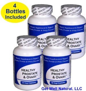 Healthy Prostate and Ovary (4 Bottles Contain a Total of 360 Vegi Capsules)   Concentrated Herbal Blend   Natural Dietary Supplement   Contains Crinum Latifolium Herb Extract & other Herbs   Prostate Nutrition. CONTAINS NO "Beef Bovine Gelatin Cap
