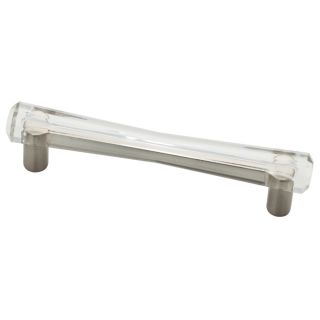 Brainerd 96mm Center to Center Satin Nickel and Clear Bar Cabinet Pull