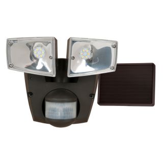 Utilitech Pro 180 Degree 2 Head Bronze Solar Powered LED Motion Activated Flood Light with Timer