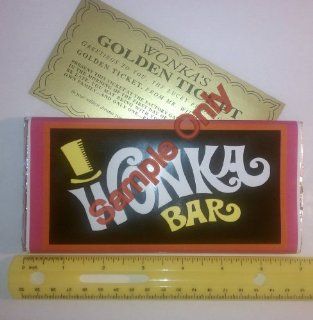 4.4 oz sized Willy Wonka Chocolate Bar wrapper with Golden Ticket replica no chocolate included   Arts And Crafts Supplies