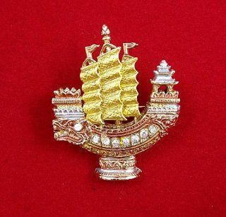 Beautiful Thai Pin Brooch Thai Boat Dragon Head Gold Plate Crystal Pin Jewelry Brooch  Other Products  