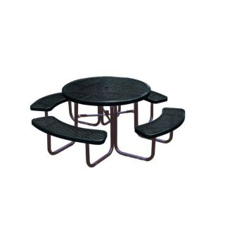 Ultra Play 6 ft 8 in Black Steel Round Picnic Table