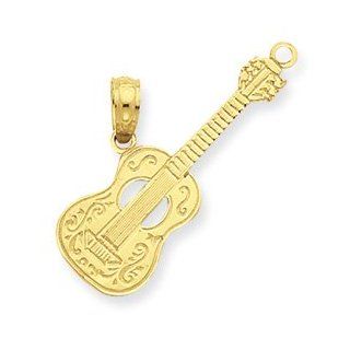14k Yellow Gold Guitar Polished Beautiful Pendant Jewelry