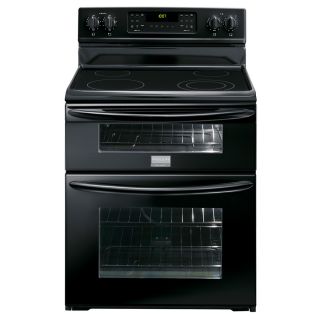Frigidaire Gallery 30 in Smooth Surface 4.34 cu ft/2.3 cu ft Self Cleaning Double Oven Convection Electric Range (Black)