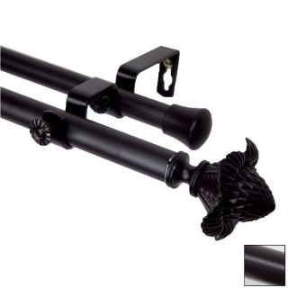 Rod Desyne 120 in to 170 in Black Metal Double Curtain Rod