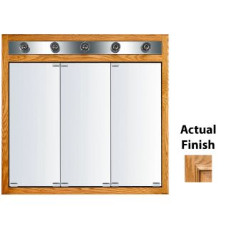 KraftMaid Classic 35 3/4 in x 33 3/4 in Nutmeg Glaze Lighted Oak Surface Mount and Recessed Medicine Cabinet