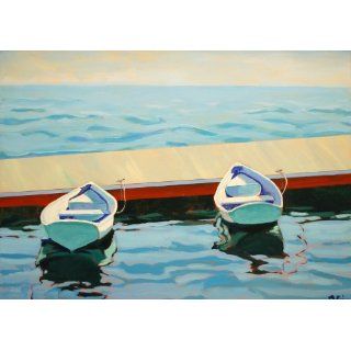 Art Two Row Boats at Dock  Acrylic  Kate Winn