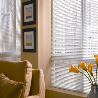 Custom Size Now by Levolor 43 in W x 72 in L White Vinyl 1.5 in Slat Light Filtering Mini Blinds