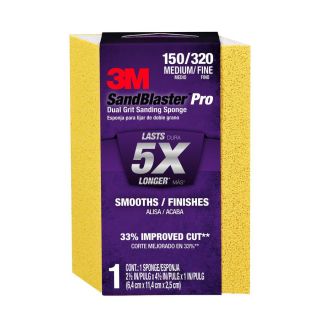 3M 3M™ Sandblaster™ Pro Bare Surface/Between Coats Block Sanding Sponge30910Sp Dg, 4.5In x 2.5In x 1In 150/320 Grits.