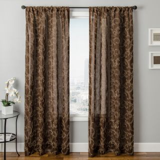 allen + roth Everly 63 in L Geometric Chocolate Rod Pocket Curtain Panel