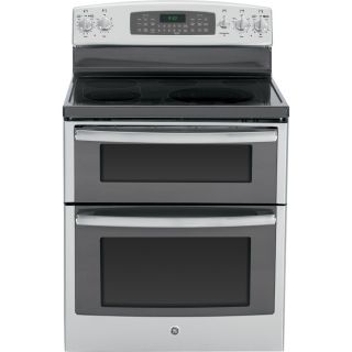 GE Profile 30 in Smooth Surface 5 Element 4.4 cu ft/2.2 cu ft Self Cleaning Double Oven Convection Electric Range (Stainless Steel)