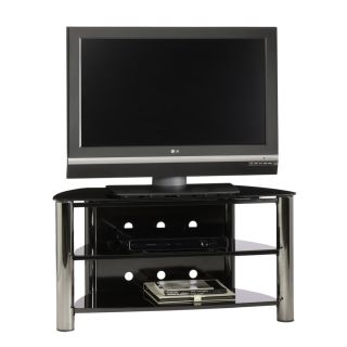 Sauder Chroma Black Glass and Black Chrome Television Stand