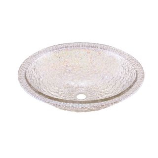 JSG Oceana Pebble Crystal Reflections Glass Oval Bathroom Sink with Overflow