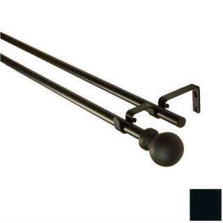 BCL Drapery 86 in to 120 in Black Metal Double Curtain Rod