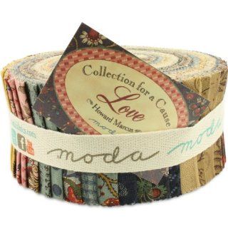 Moda Collections for a Cause Love Jelly Roll, Set of 40 2.5x44 inch (6.4x112cm) Precut Cotton Fabric Strips