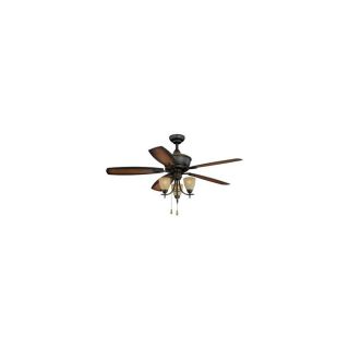 Cascadia Lighting Sebring 52 in Oil Rubbed Bronze Indoor Downrod or Flush Mount Ceiling Fan with Light Kit