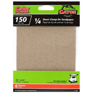 Gator 6 Pack 150 Grit 4 1/2 in W x 4 1/2 in L 1/4 Sheet Clamp on Sandpaper