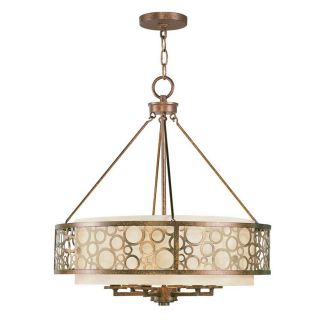 Livex Lighting 22 in W Avalon Palacial Bronze Pendant Light with Fabric Shade