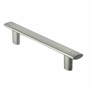 Siro Designs 5 in Center to Center Fine Brushed Nickel Dots and Stripes Bar Cabinet Pull