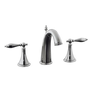 KOHLER Finial Polished Chrome 2 Handle Widespread WaterSense Bathroom Sink Faucet (Drain Included)