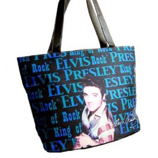 Elvis Presley Blue Black Canvas Fabric Image Signature L Wallet Satchel Bag Set Clothing