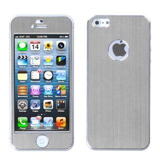 Hard Plastic Snap on Cover Fits Apple iPhone 5 5S Silver brushedMETAL Decal Shield Plus A Free LCD Screen Protector AT&T, Cricket, Sprint, Verizon (does NOT fit Apple iPhone or iPhone 3G/3GS or iPhone 4/4S or iPhone 5C) Cell Phones & Accessories