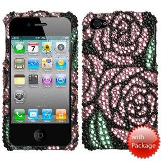 Hard Plastic Snap on Cover Fits Apple iPhone 4 4S Rose Premium Full Diamond/Rhinestone AT&T, Verizon (does NOT fit Apple iPhone or iPhone 3G/3GS or iPhone 5/5S/5C) Cell Phones & Accessories