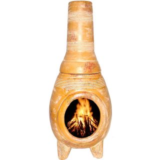 PR Imports 52 in H x 19.5 in D x 19.5 in W Rust Clay Chiminea