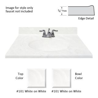 US Marble Recessed Oval Standard 49 in W x 22 in D White On White Cultured Marble Integral Single Sink Bathroom Vanity Top