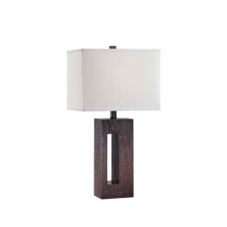 Lite Source 24 in Brown Indoor Table Lamp with Fabric Shade