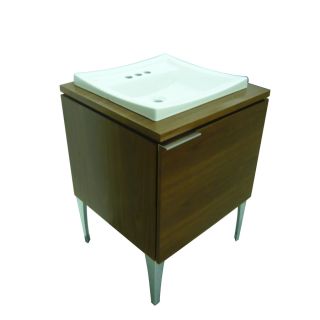 Style Selections Leander 24 in x 23.375 in Walnut Drop In Single Sink Bathroom Vanity with Wood Top