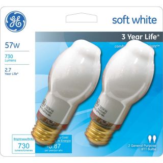 GE 2 Pack 57 Watt BT Medium Base Soft White Light Bulbs