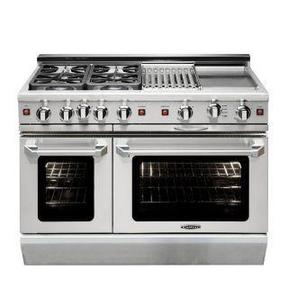 Capital Precision L 48 in 4.6 cu ft/2 cu ft Self Cleaning Double Oven Convection Gas Range (Stainless Steel)