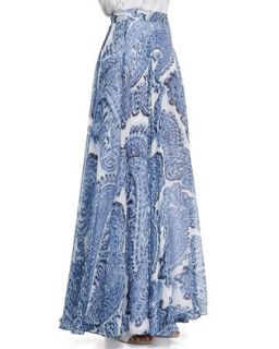 Womens Watercolor Paisley Print Maxi Skirt   Milly
