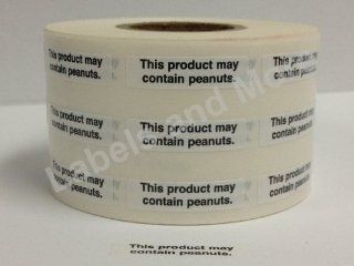 1 Roll of 1000 labels 1/4 x 1 inch PEANUT ALLERGY Food Warning Retail Stickers Labels (Warning this product may contain PEANUTS)  All Purpose Labels 