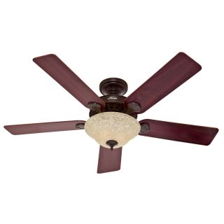 Hunter Waldon 5 Minute 52 in Onyx Bengal Bronze Downrod or Flush Mount Ceiling Fan with Light Kit