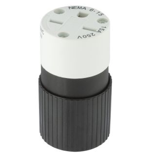 Hubbell 15 Amp 250 Volt Black and White 3 Wire Connector