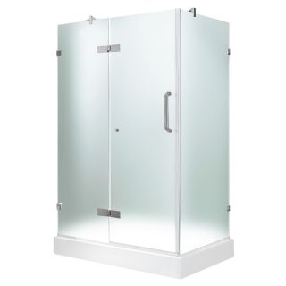VIGO Frameless Showers 79.25 in H x 48.125 in W x 36.125 in L Brushed Nickel Square 3 Piece Corner Shower Kit