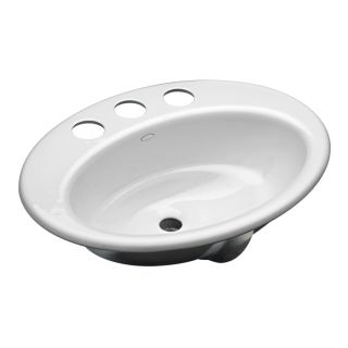 KOHLER Thoreau White Cast Iron Undermount Oval Bathroom Sink with Overflow
