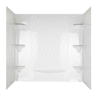 Aqua Glass Vero 60 in W x 32 in D x 58 in H High Gloss White Polystyrene Bathtub Wall Surround