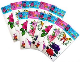 Fun Tattoo Sticker 12 pack (Contains Over 30 Tattoos) #2325 Clothing