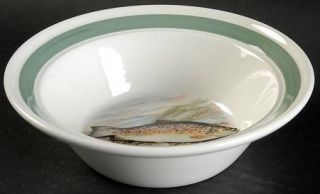 Portmeirion Compleat Angler Band Soup/Cereal Bowl, Fine China Dinnerware   White