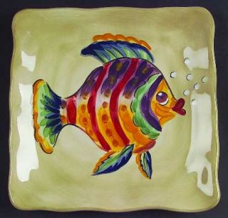 Tabletops Unlimited Under The Sea Square Salad Plate, Fine China Dinnerware   Co