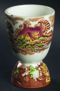 Enoch Wood & Sons English Scenery Light Brown/Multicolor Double Egg Cup, Fine Ch